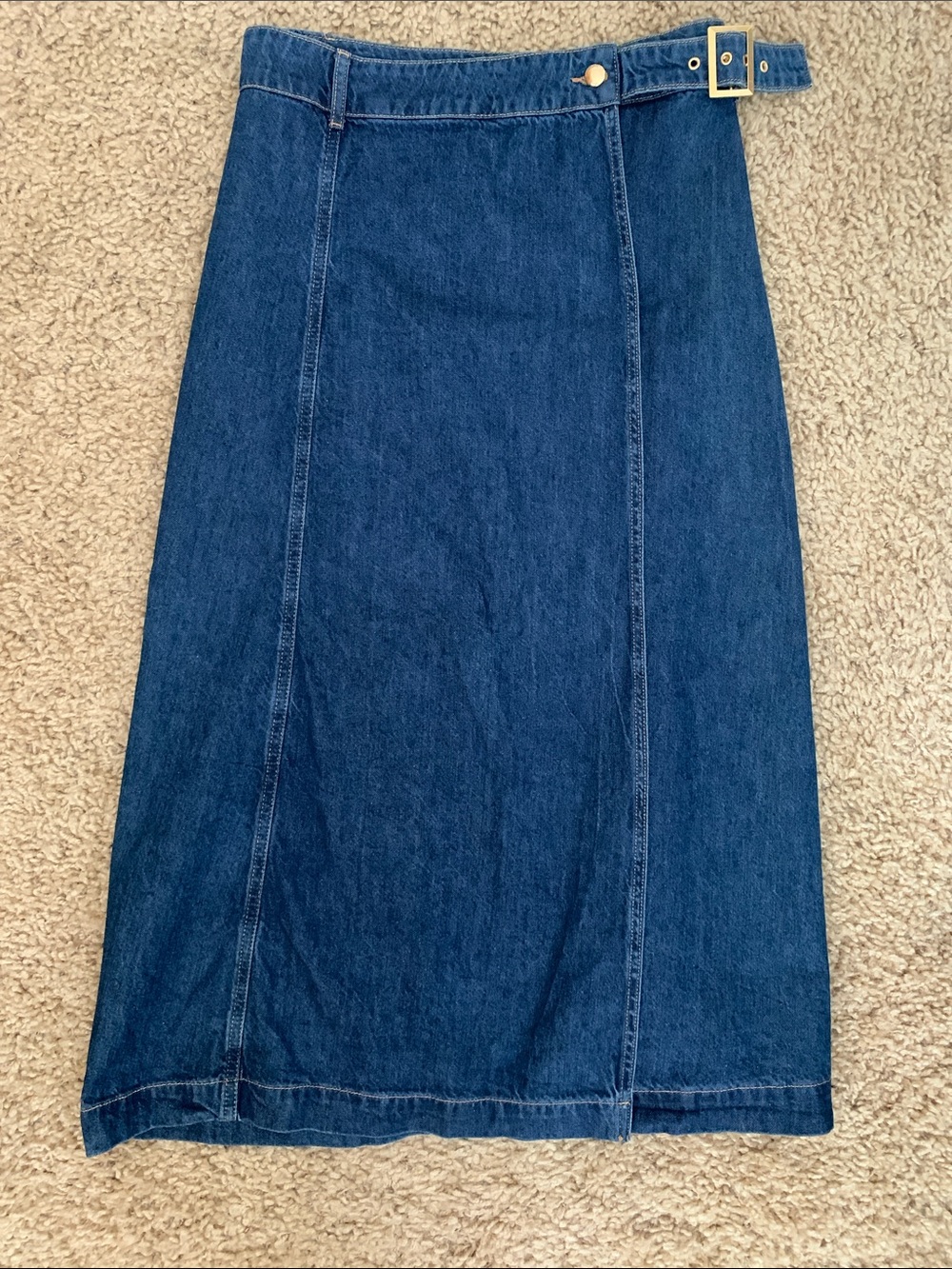 Zara Dark Blue Wrap Denim Midi Skirt - Picture 6 of 8